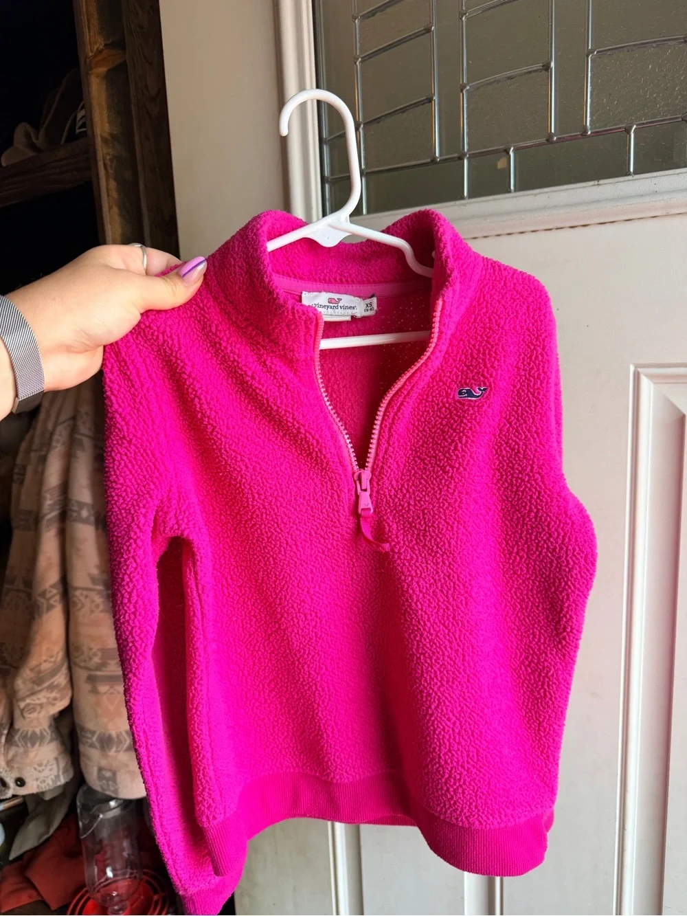 Vineyard Vines Pink Sherpa Quarter-Zip Pullover girls size 5/6